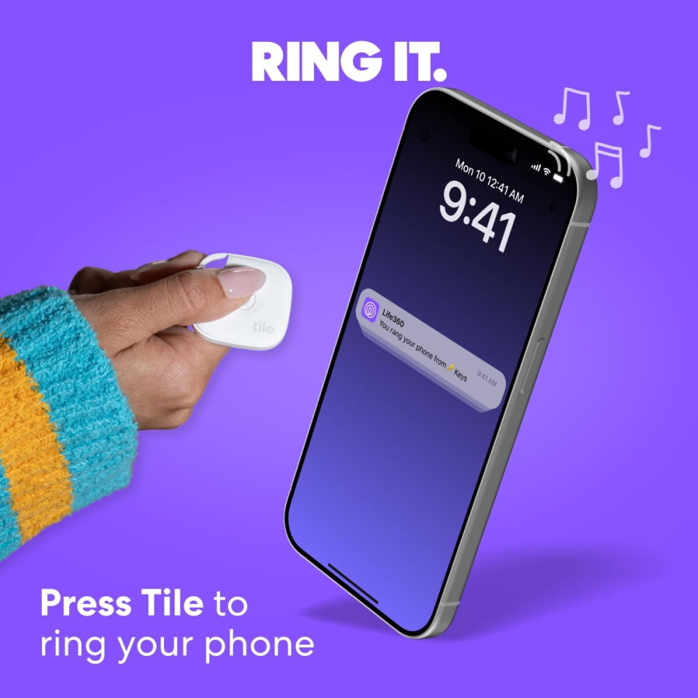 Bluetooth трекер Tile для поиска ключей и вещей до 105 м IP68 