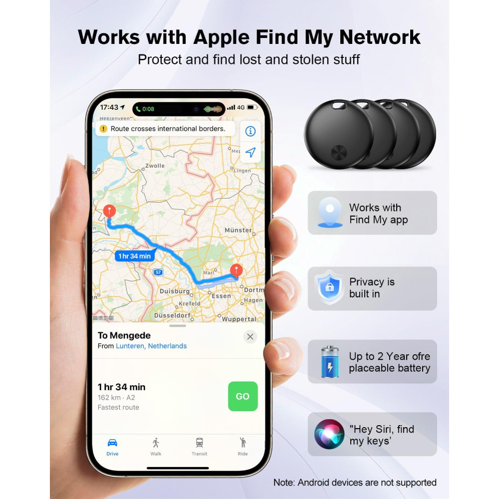 Смарт трекер Hauibela для Apple Find My 4 шт Bluetooth IP67