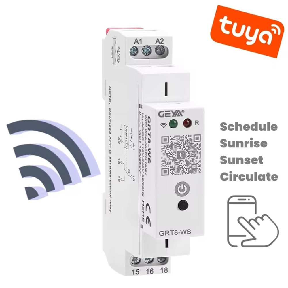 Розумне реле контролю часу GEYA GRT8-WS WiFi Tuya 16А AC DC 110-240V