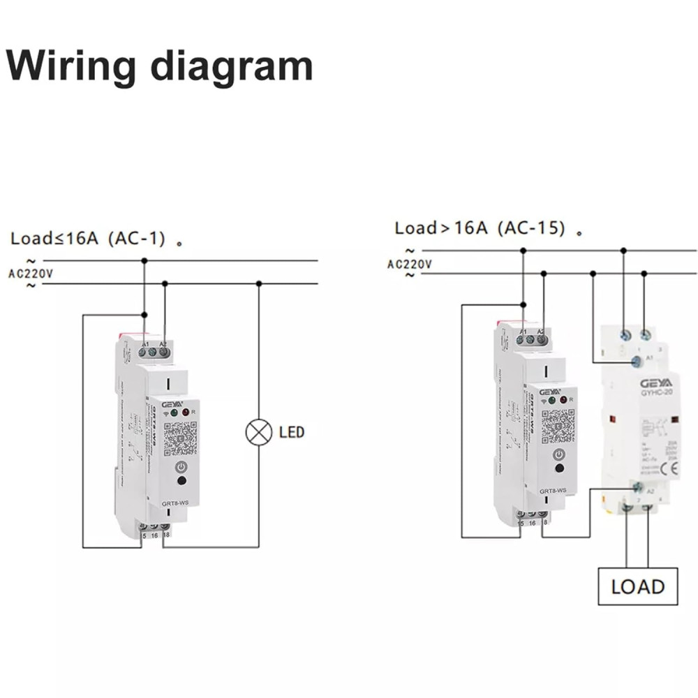 Розумне реле контролю часу GEYA GRT8-WS WiFi Tuya 16А AC DC 110-240V