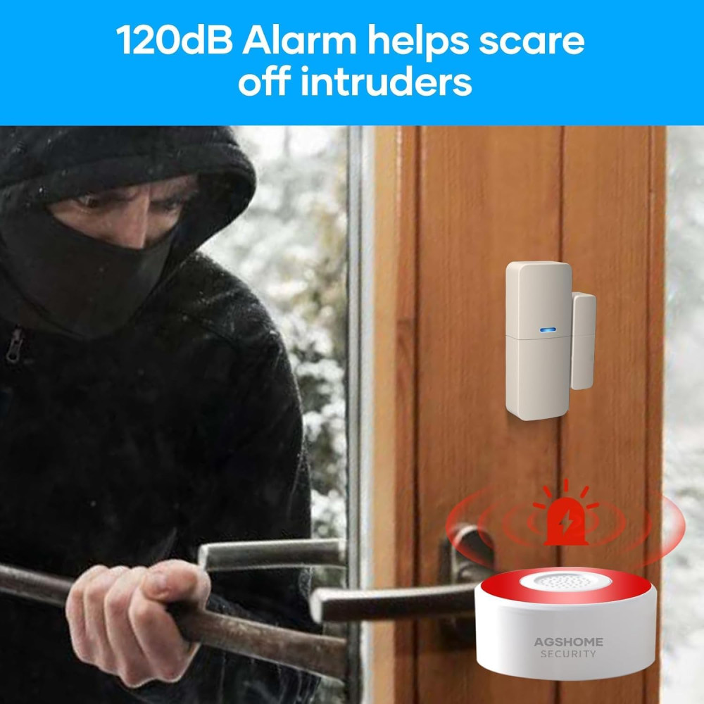 Бездротова сигналізація AGSHOME WiFi для дому з 8 датчиками 