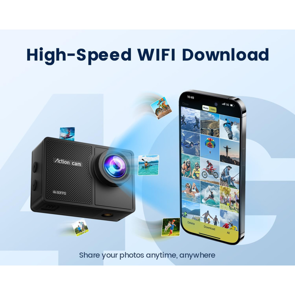 Екшн камера Camlance 4K 60FPS 48MP WiFi водонепроникна з пультом 
