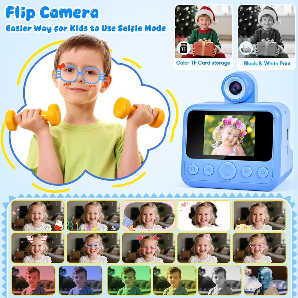 Детский фотоаппарат мгновенной печати Elecoutek 30MP 1080P термопечать