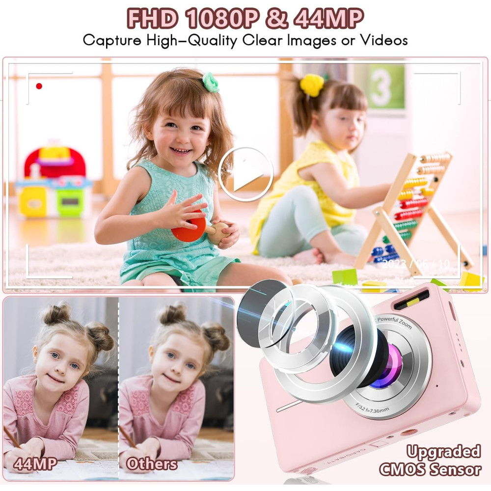 Детский цифровой фотоаппарат Hauyince 44MP FHD 1080P 16X зум 32GB
