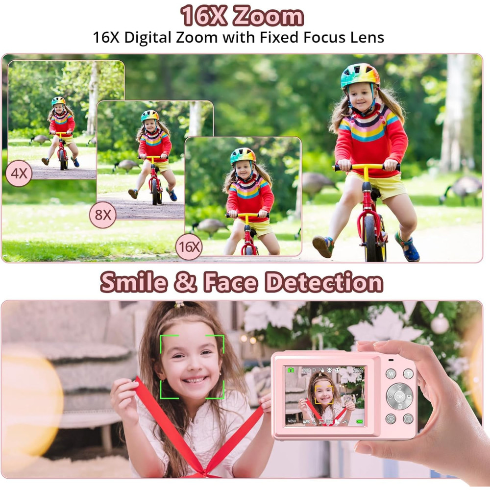 Детский цифровой фотоаппарат Hauyince 44MP FHD 1080P 16X зум 32GB