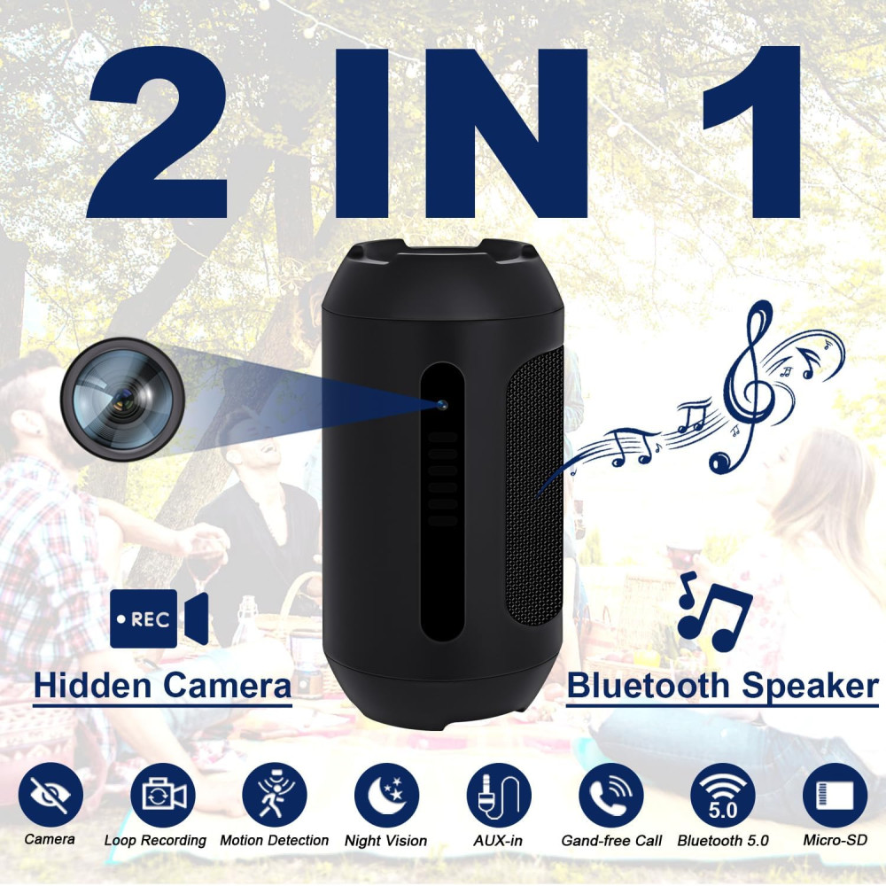 Скрытая мини камера OTADUG с Bluetooth-колонкой Full HD и детекция движения