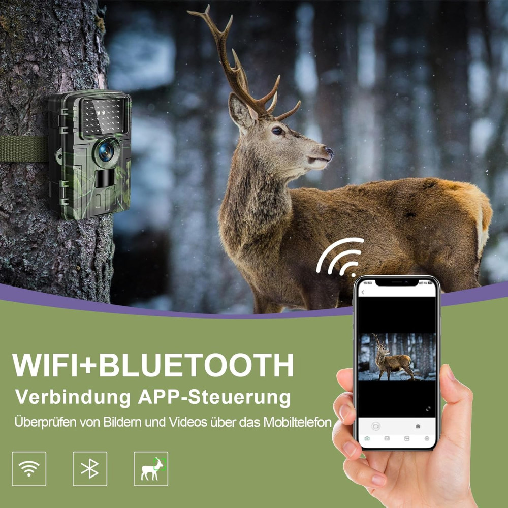 Фотопастка Мисливська Wi-Fi камера Lutranstra 4K IP66 нічне бачення 25 м 32GB