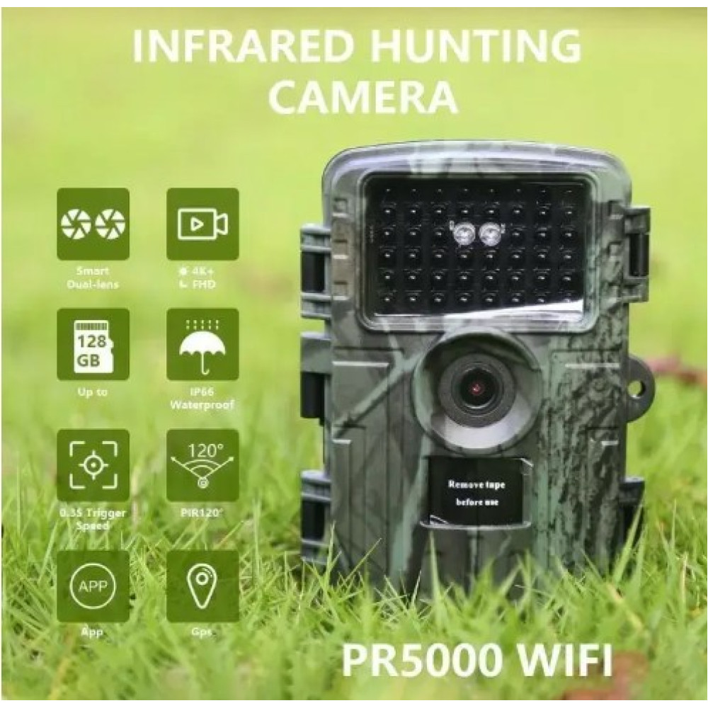 Фотопастка Мисливська Wi-Fi камера Lutranstra 4K IP66 нічне бачення 25 м 32GB