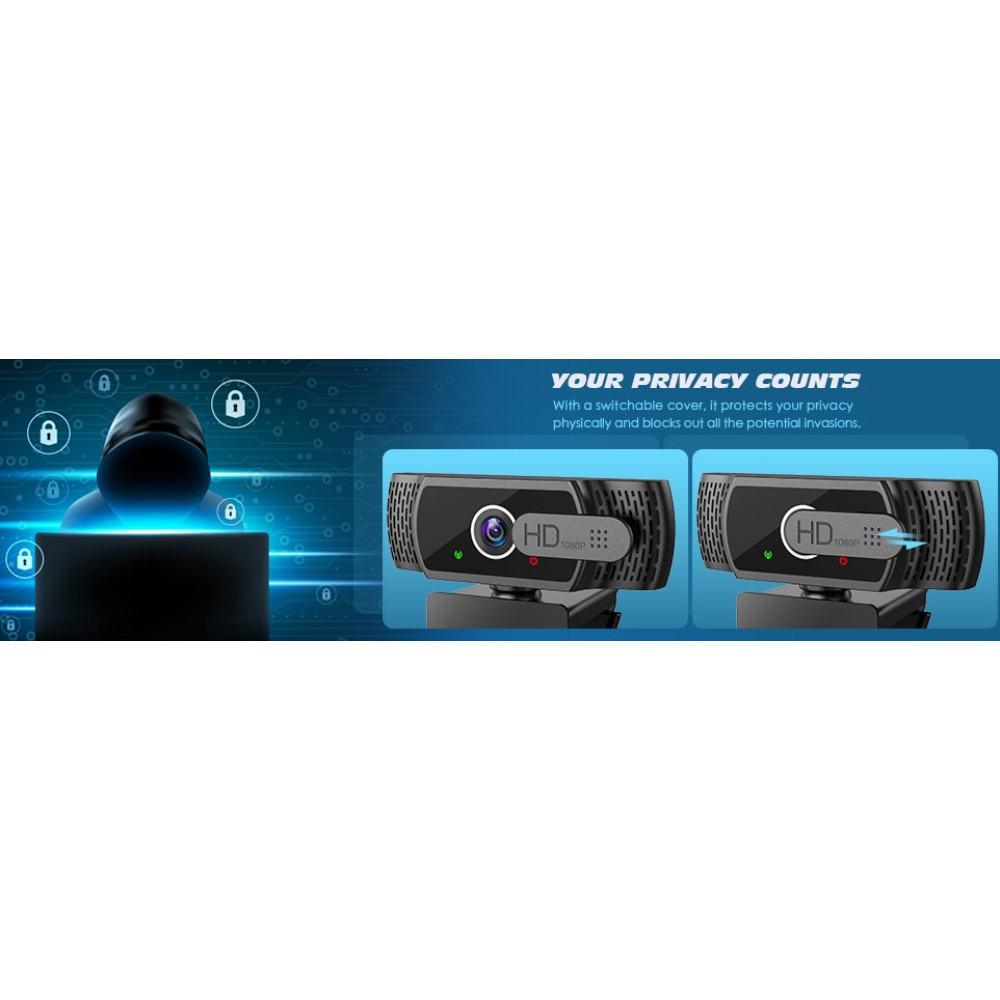 Вебкамера YIMONA W6 1080P FHD з мікрофоном та шторкою приватності