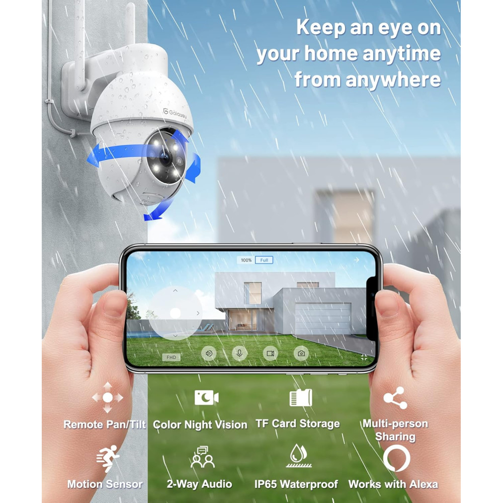 Камера видеонаблюдения GALAYOU 2K WiFi 360° с цветным ночным видением