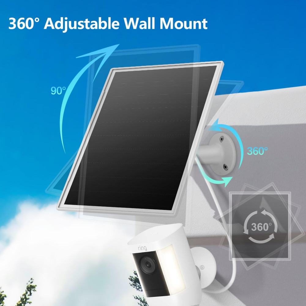 Солнечная панель 8W для камер Ring с адаптером USB C и кабелем 3 м
