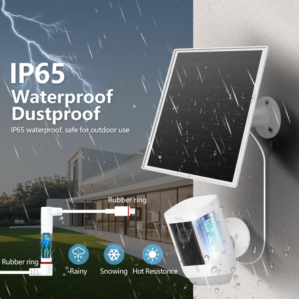 Солнечная панель 8W для камер Ring с адаптером USB C и кабелем 3 м
