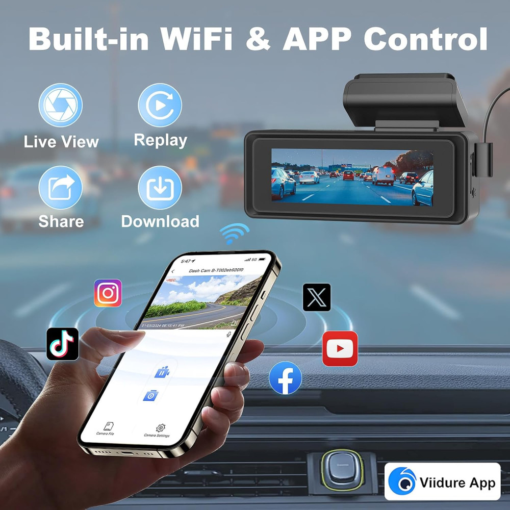 Видеорегистратор Otovoda с Wi-Fi 4K+1080P две камеры ночного видения и SD 64GB
