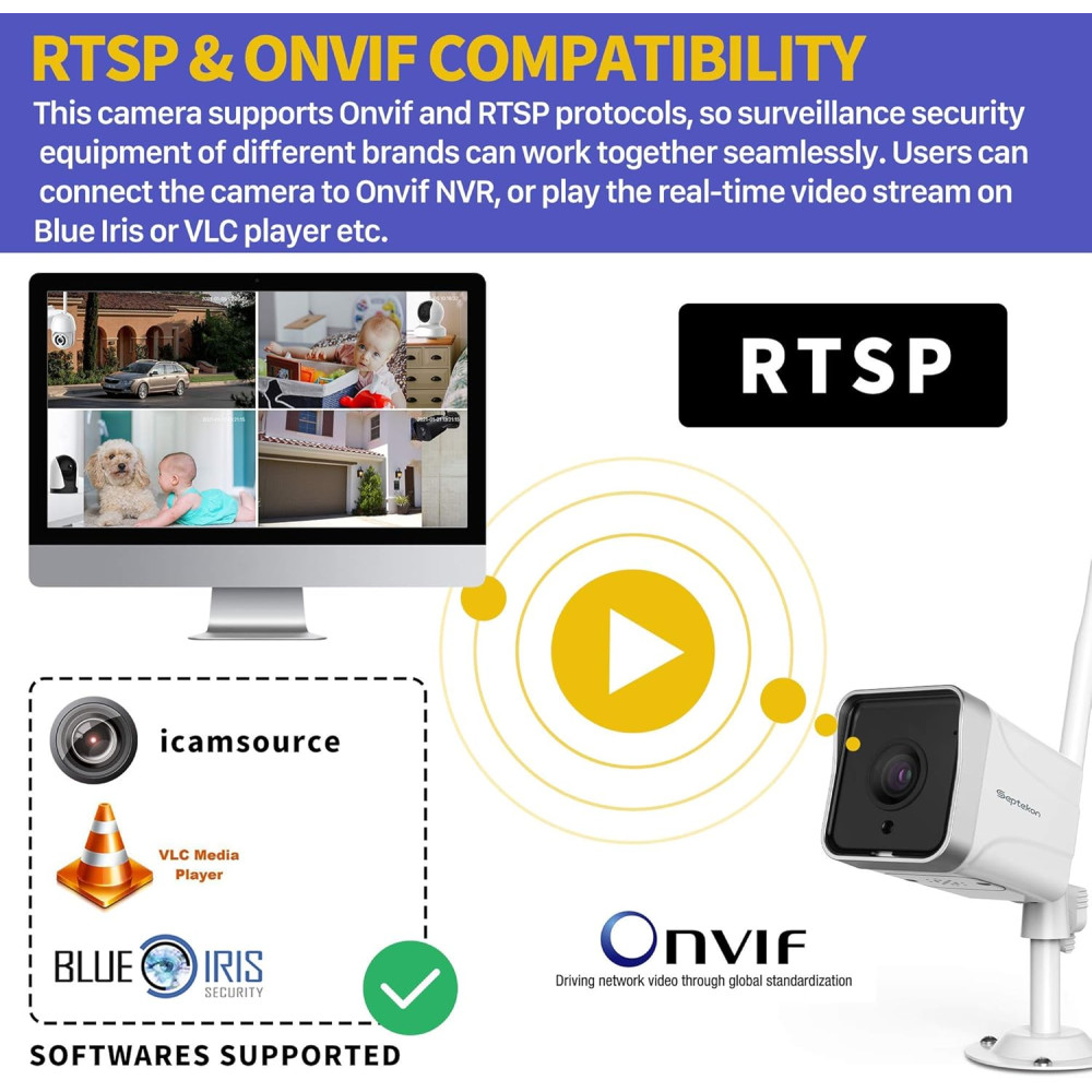 Уличная камера видеонаблюдения WiFi Septekon 1080P ночное видение IP66
