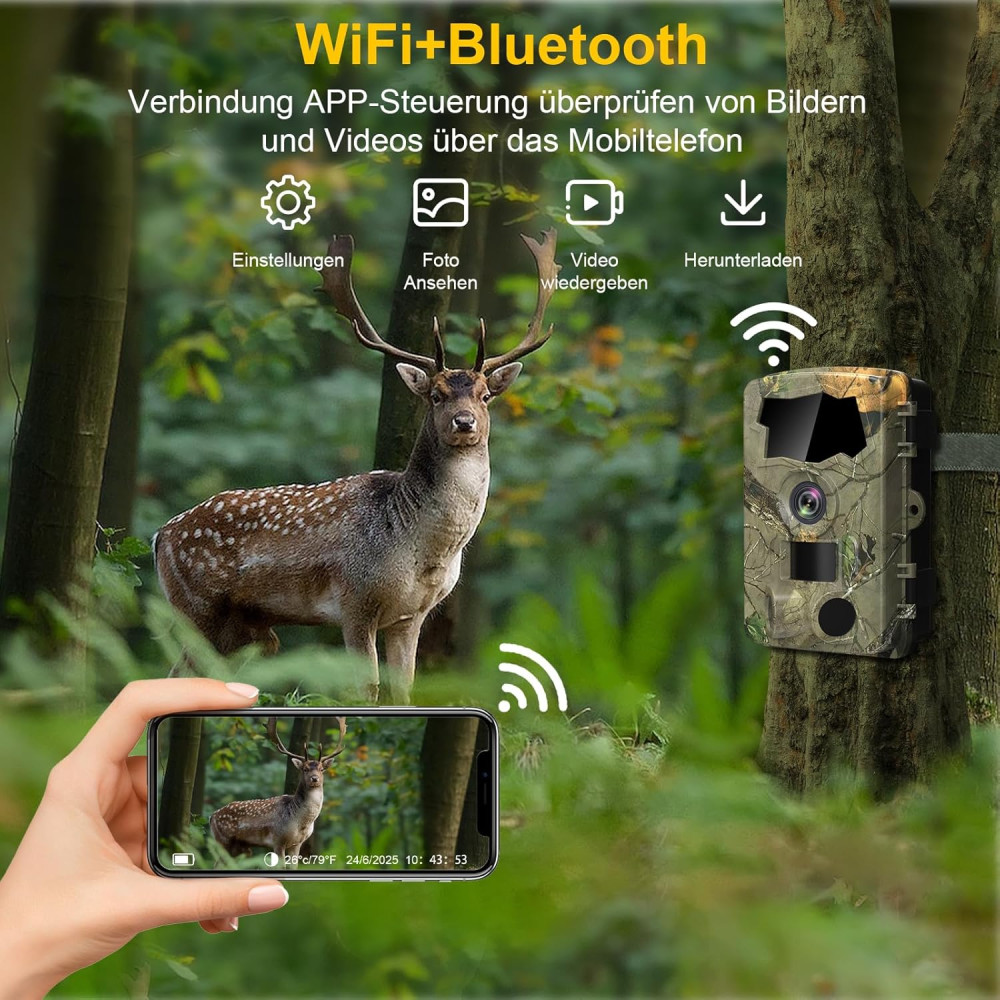 Фотоловушка Охотничья камера Lutranstra D909 5K 64MP WiFi IP66 ночное видение