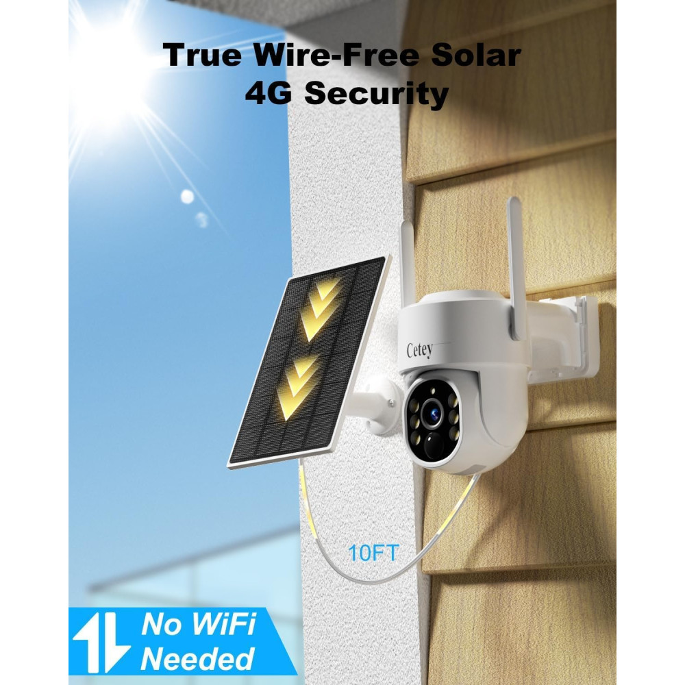 4G LTE камера Cetey CQ40 2K PTZ SIM сонячна без Wi-Fi