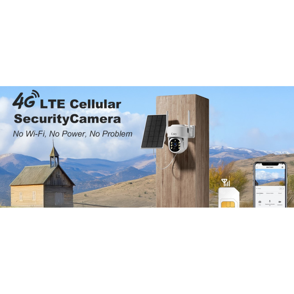 4G LTE камера Cetey CQ40 2K PTZ SIM сонячна без Wi-Fi
