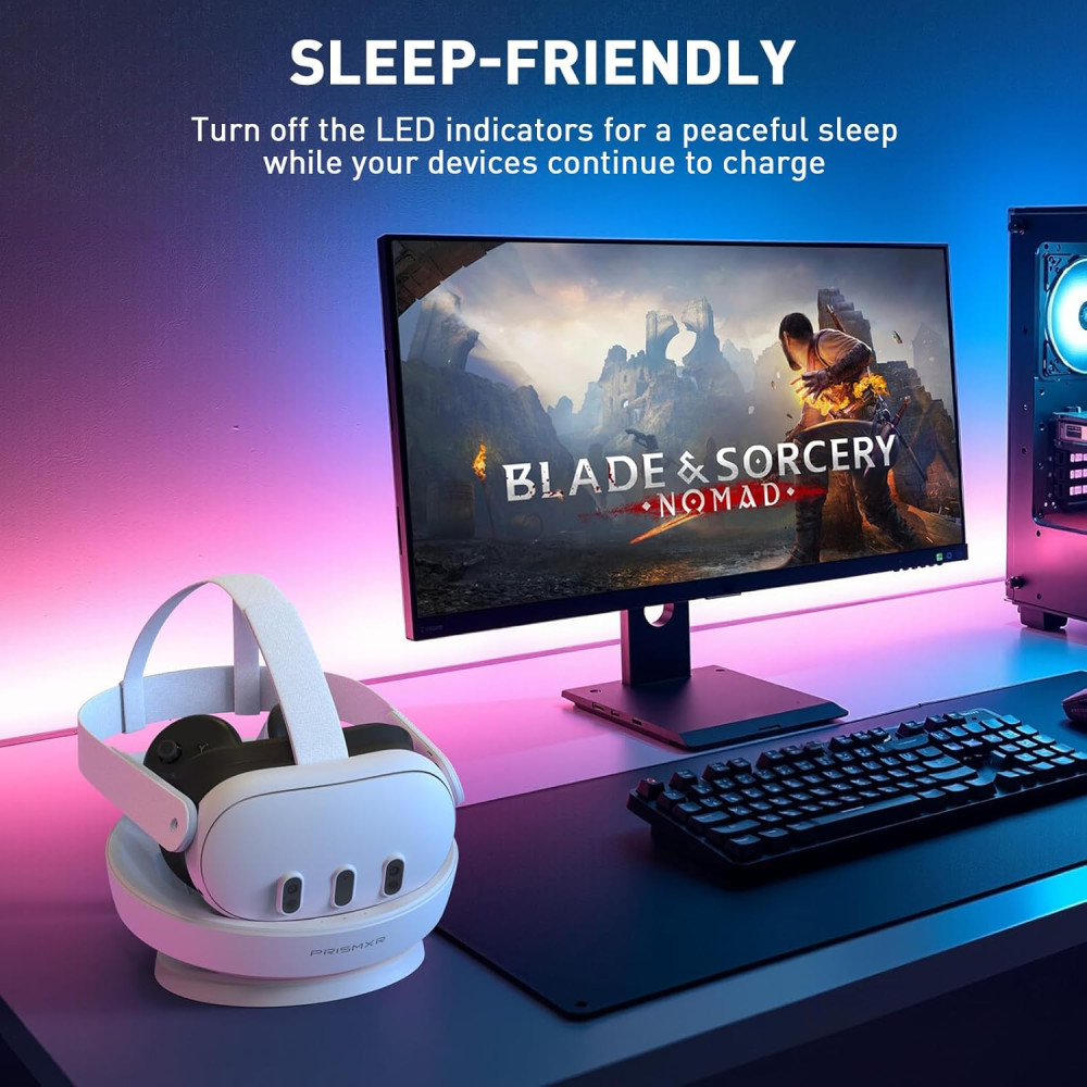 Магнитная зарядная станция PRISMXR для Meta Quest 3 VR-гарнитуры и контроллеров