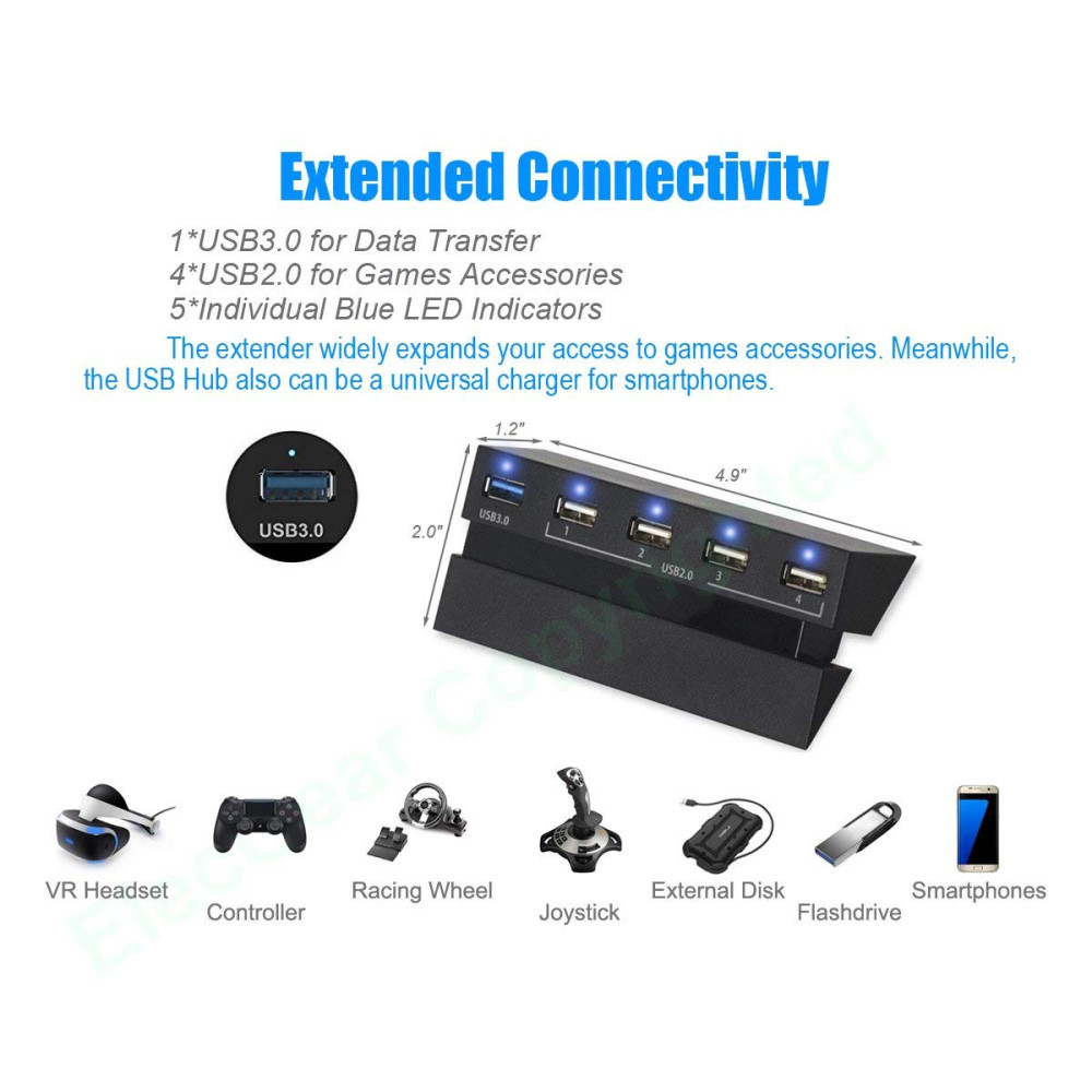 USB хаб Dobe для PlayStation 4 расширитель с 2 на 5 USB портов