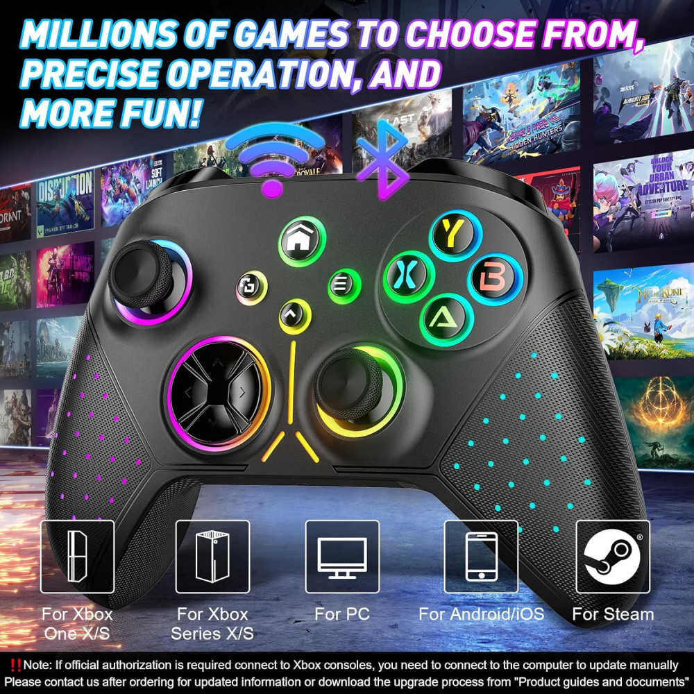 Беспроводной геймпад (джойстик) Gamrombo для Xbox PC iOS Android RGB TURBO