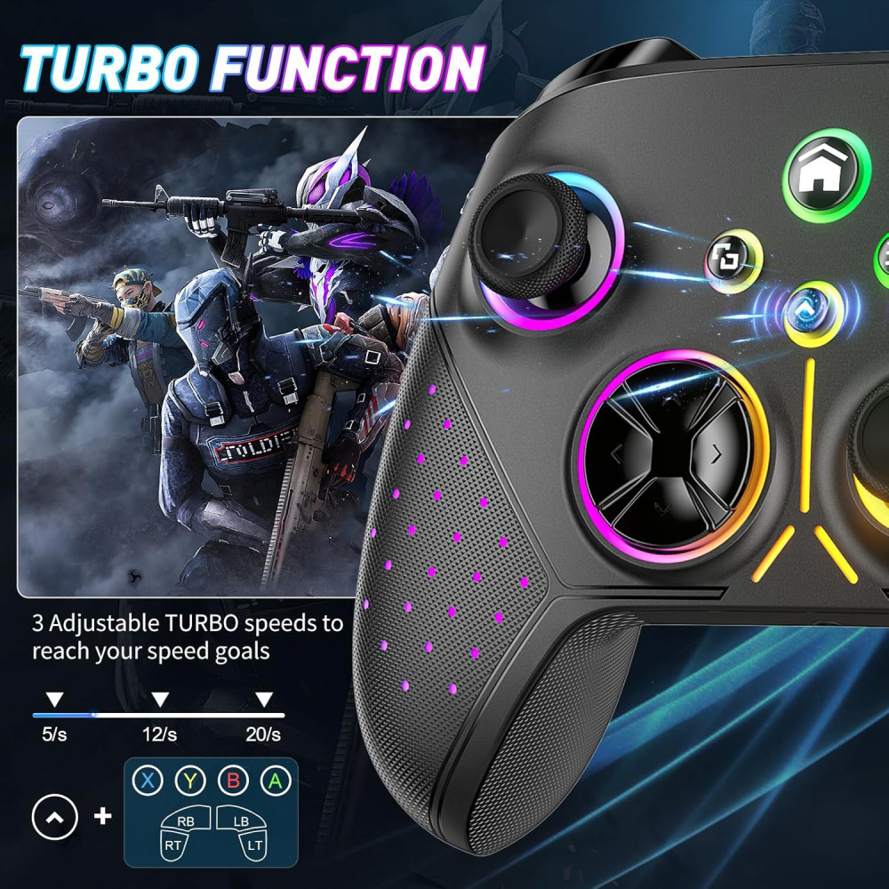 Беспроводной геймпад (джойстик) Gamrombo для Xbox PC iOS Android RGB TURBO