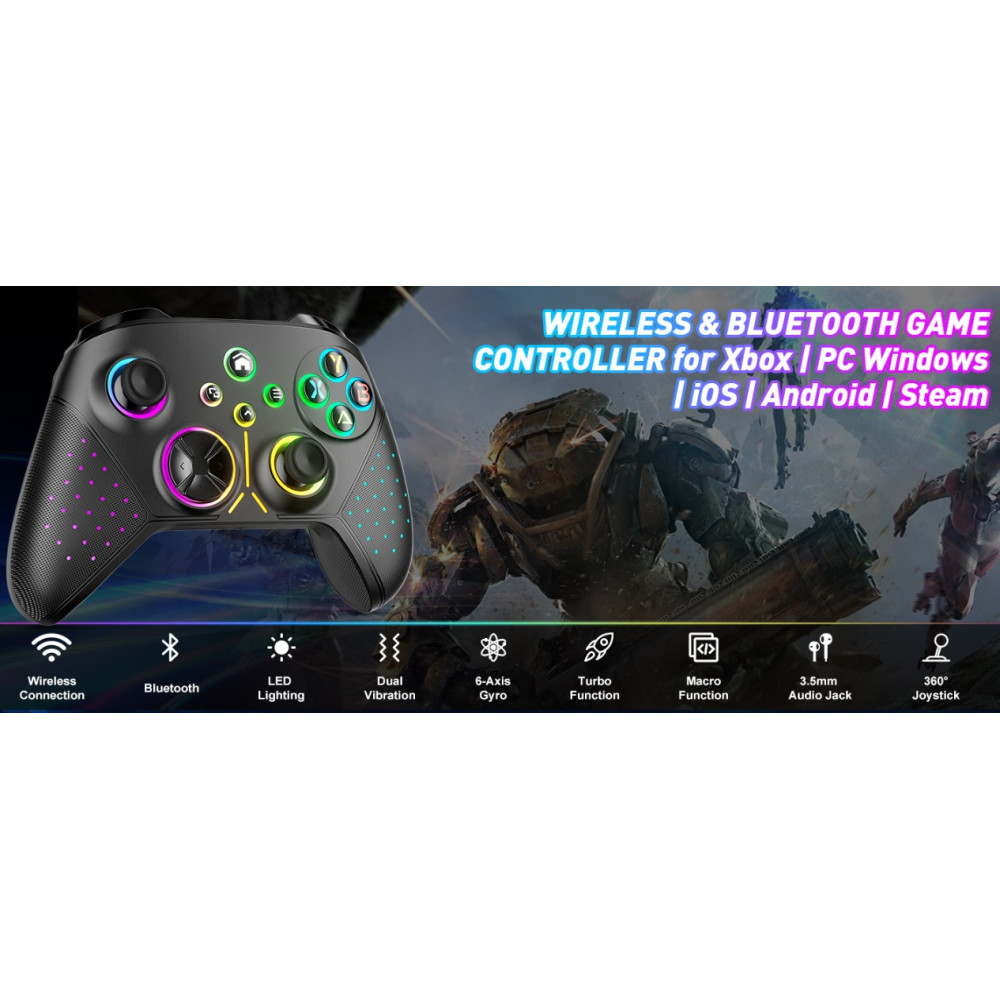 Беспроводной геймпад (джойстик) Gamrombo для Xbox PC iOS Android RGB TURBO