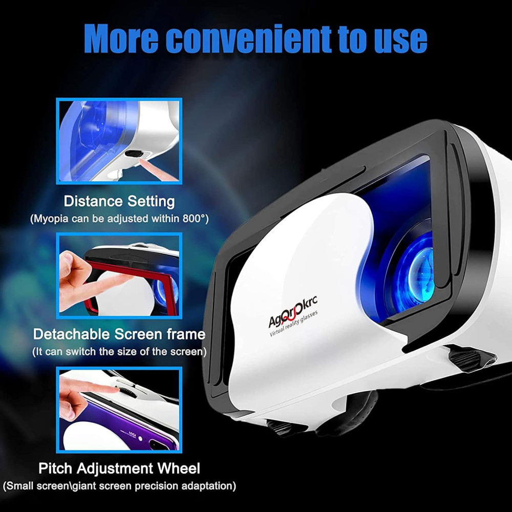 VR очки PUSABIYOU 3D для смартфона 5-7 дюймов Bluetooth с контроллером