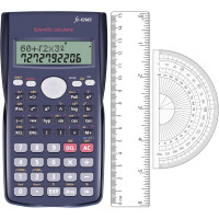 Калькулятор EverPlus FX-82MS для школы и офиса и линейка с транспортиром