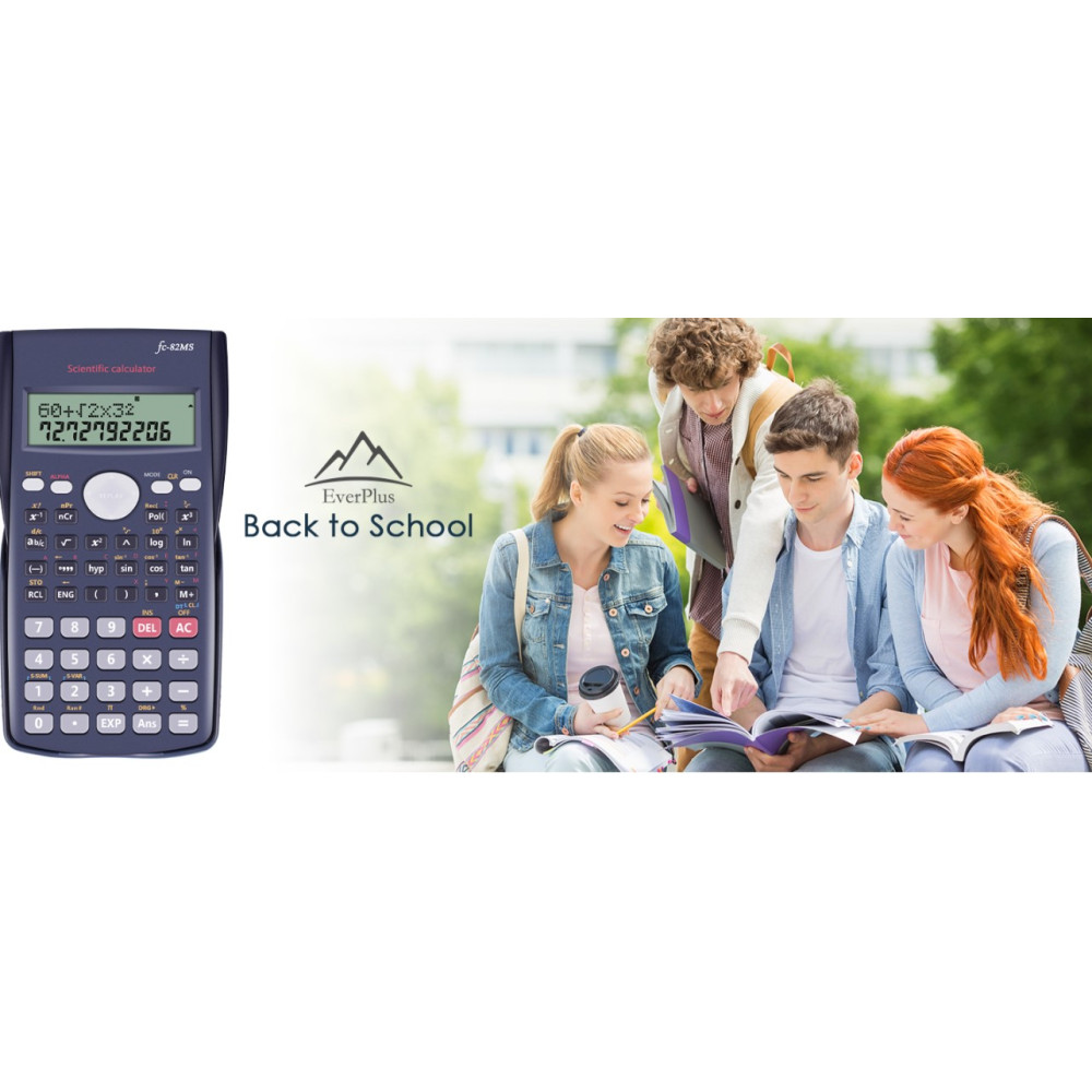 Калькулятор EverPlus FX-82MS для школы и офиса и линейка с транспортиром