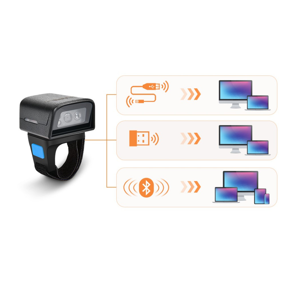 Кольцевой Bluetooth-сканер штрихкодов JRHC 1D 2D беспроводной 2 4G и USB