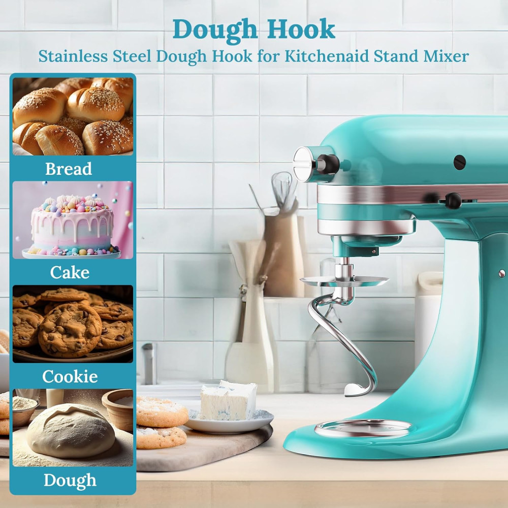 Спиральный крюк для теста из нержавеющей стали Coolcook для миксеров KitchenAid 