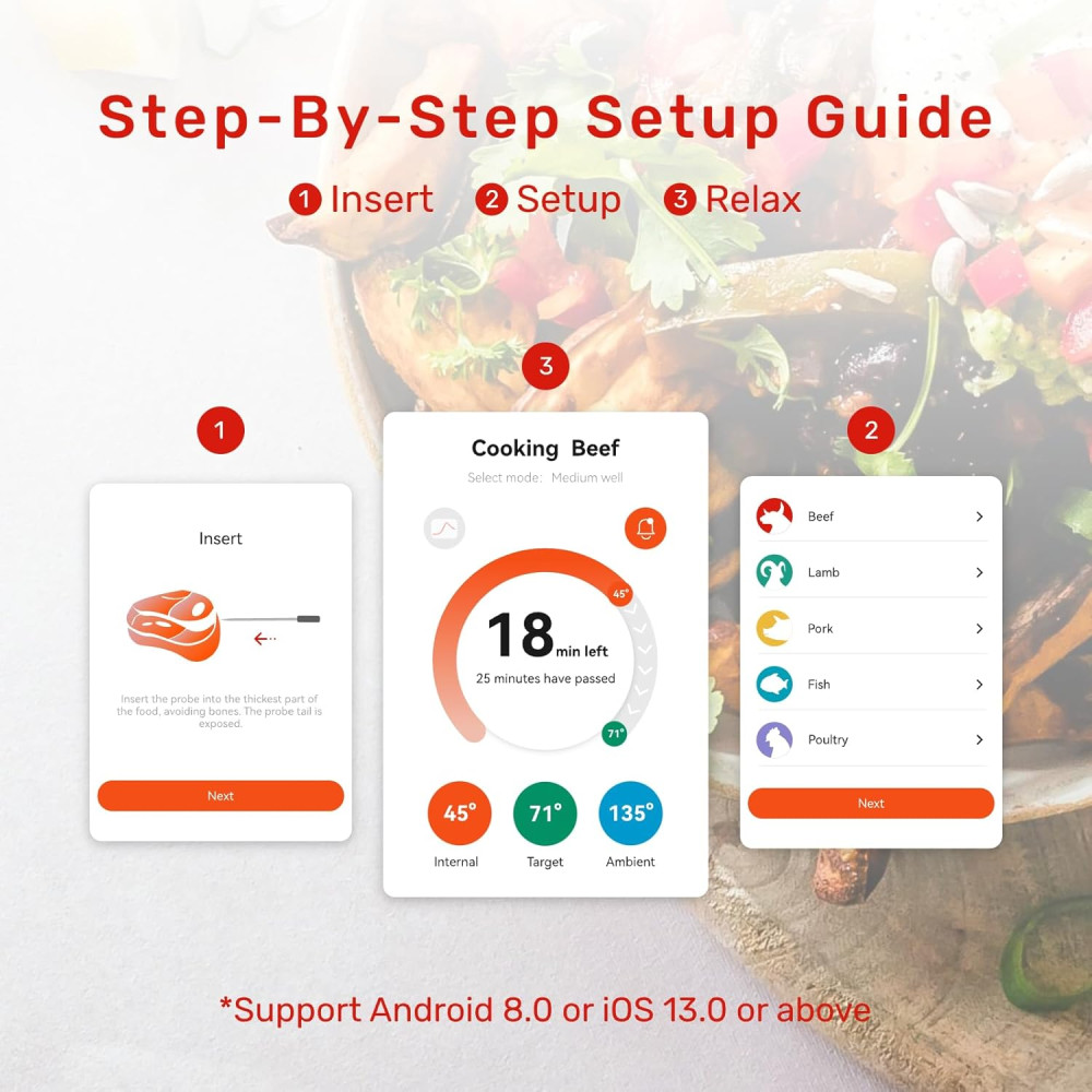Термометр для мяса Meatmeet Pro с Wi-Fi и Bluetooth, IP67