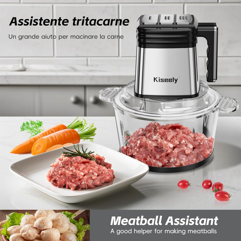 Измельчитель электрический продуктов 2 л Kiseely HX1 400 Вт с 3 скоростями +2 чаши
