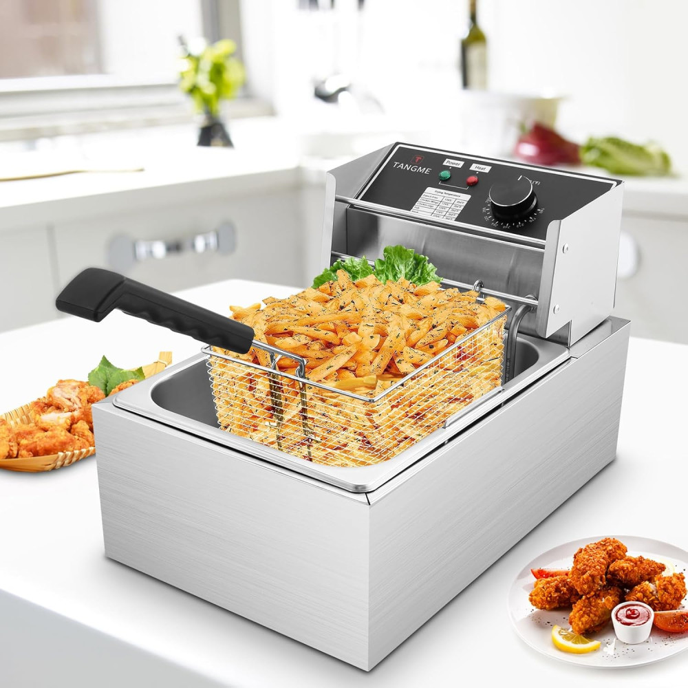Электрическая фритюрница TANGME 6 л 1700 Вт профессиональная с корзиной