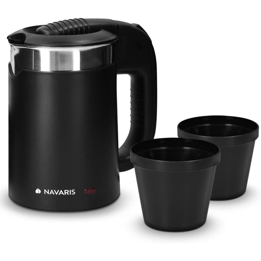 Электрочайник дорожный Navaris 0,5л 1100W двойные стенки с 2 чашками