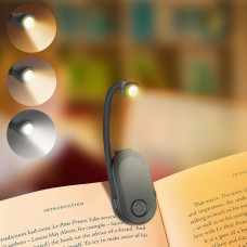 Лампа для чтения AMFUN с зажимом для книг,3 режима цветовой температуры, заряжается от USB, вращается на 360° 