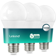 Светодиодные лампы Linkind E27, лампы класса А, 7,2 Вт (100 Вт), нейтрально-белый цвет 4000 К, 1521 лм, упаковка из 3 шт