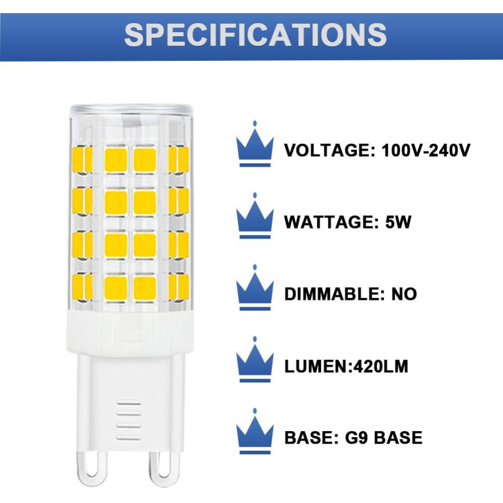 G9 LED Лампочка SumVibe 5W 420LM дневной свет 6000K AC100-240V 6 шт