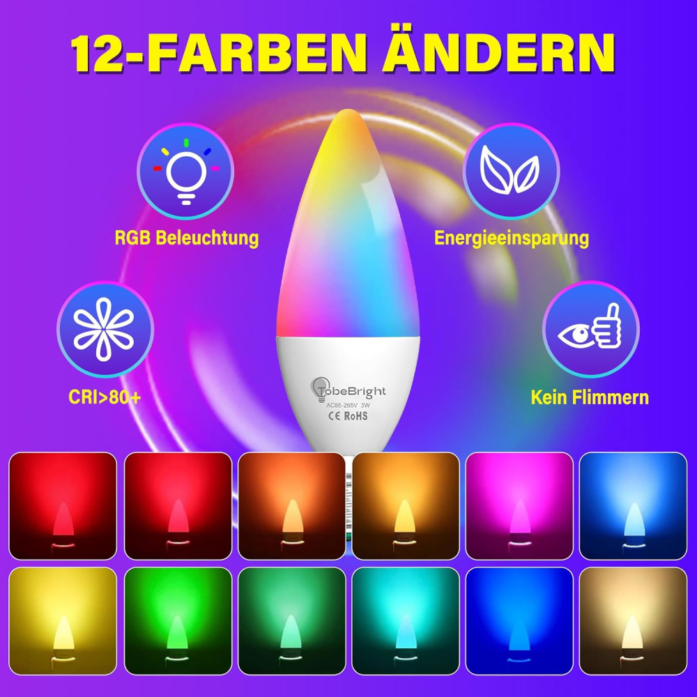 Светодиодные лампы TobeBright E14 RGB LED с пультом 3W