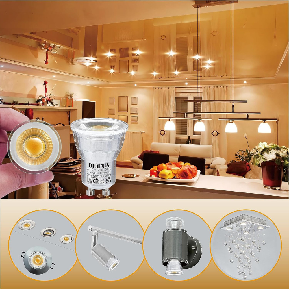 LED лампы DEIFUA Mini GU10 4 5 Вт теплый белый свет 4 шт