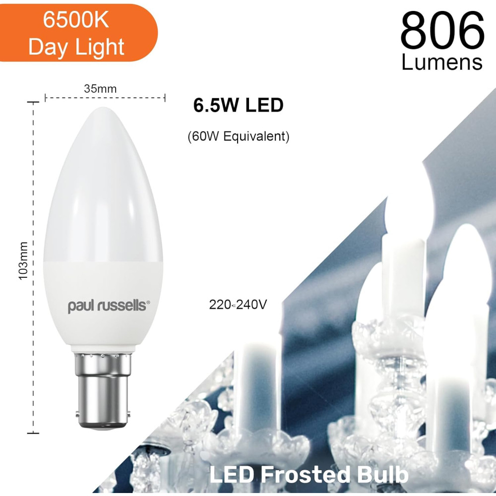 Светодиодная LED лампа paul russells B15 6500K 806 лм дневной свет