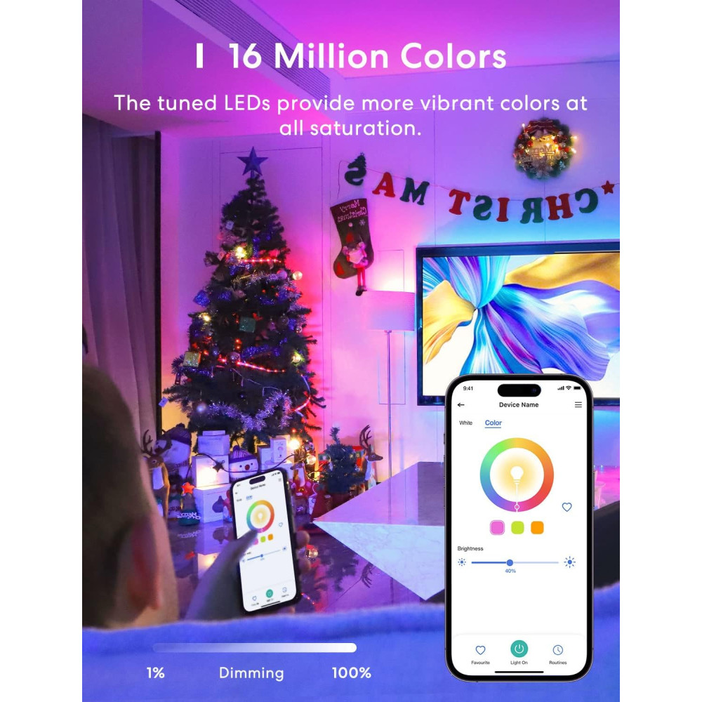 Умные LED лампы meross Smart WiFi E26 RGBWW 9 Вт 810 лм набор 2 шт