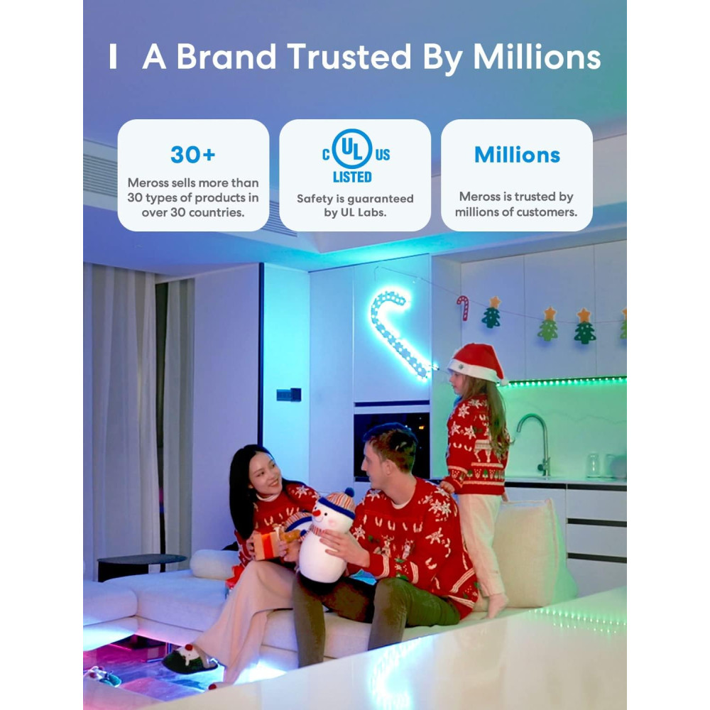Умные LED лампы meross Smart WiFi E26 RGBWW 9 Вт 810 лм набор 2 шт