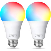 Смарт лампа Fitop WiFi E27 RGB и белый свет 9 Вт управление голосом 2 шт