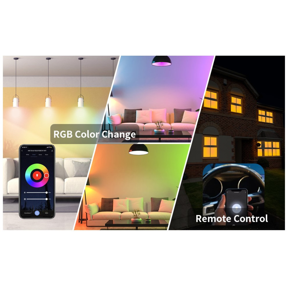 Смарт лампа Fitop WiFi E27 RGB и белый свет 9 Вт управление голосом 2 шт