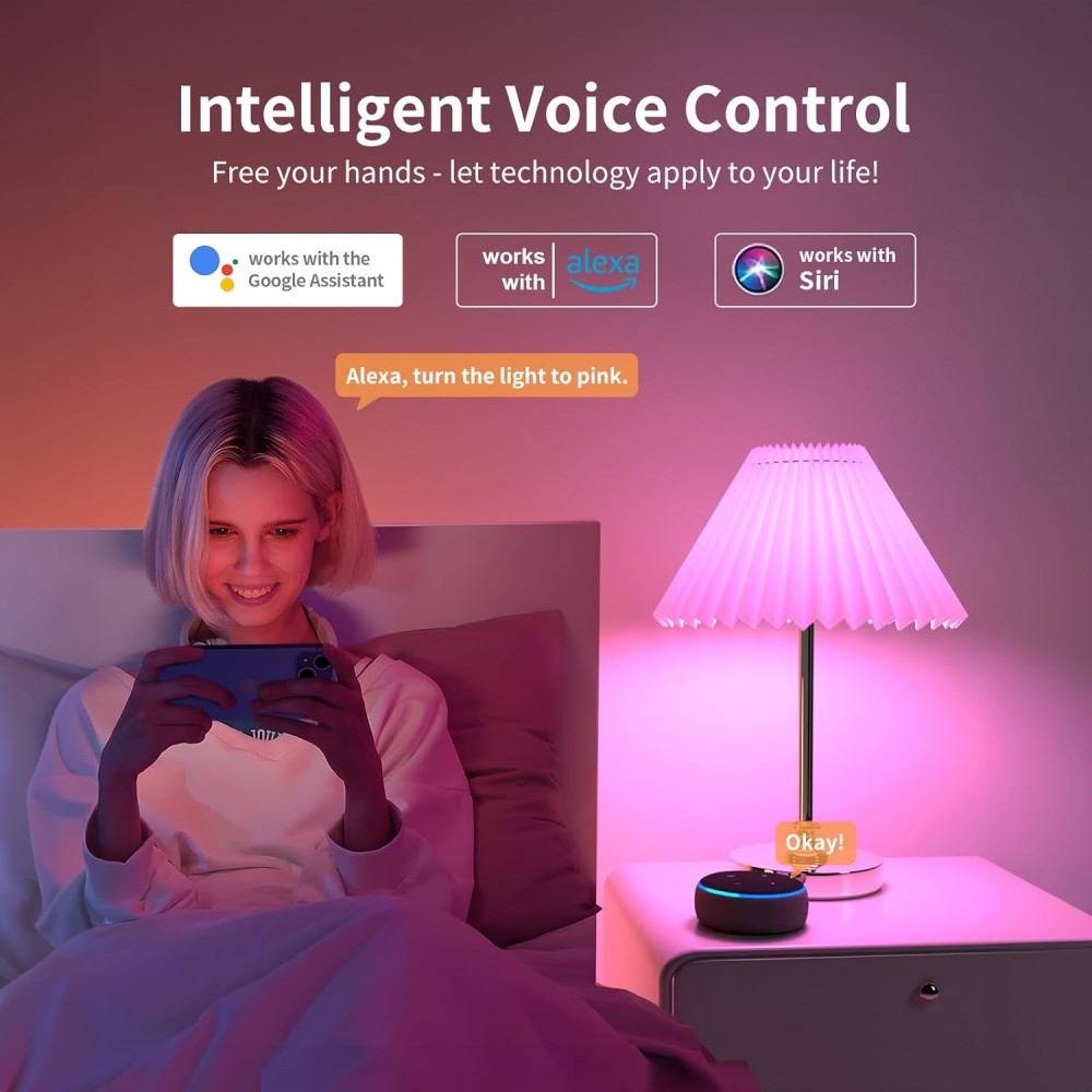 Смарт лампа Fitop WiFi E27 RGB и белый свет 9 Вт управление голосом 2 шт