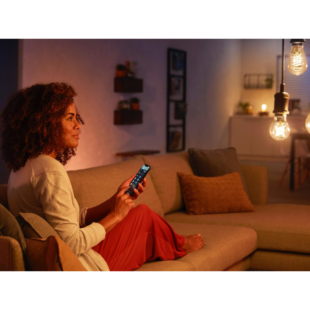 Умная светодиодная LED лампа в ретро-стиле Philips Hue White E27 Filament G93