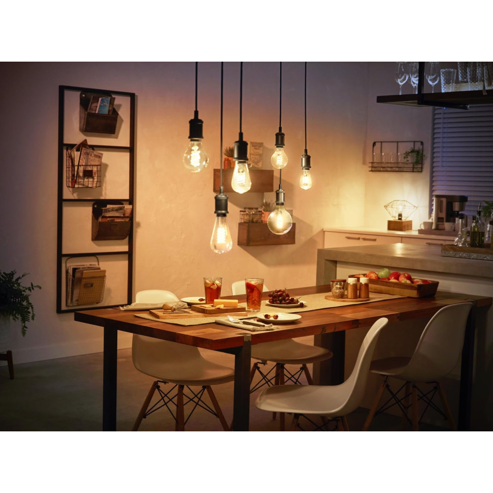 Умная светодиодная LED лампа в ретро-стиле Philips Hue White E27 Filament G93