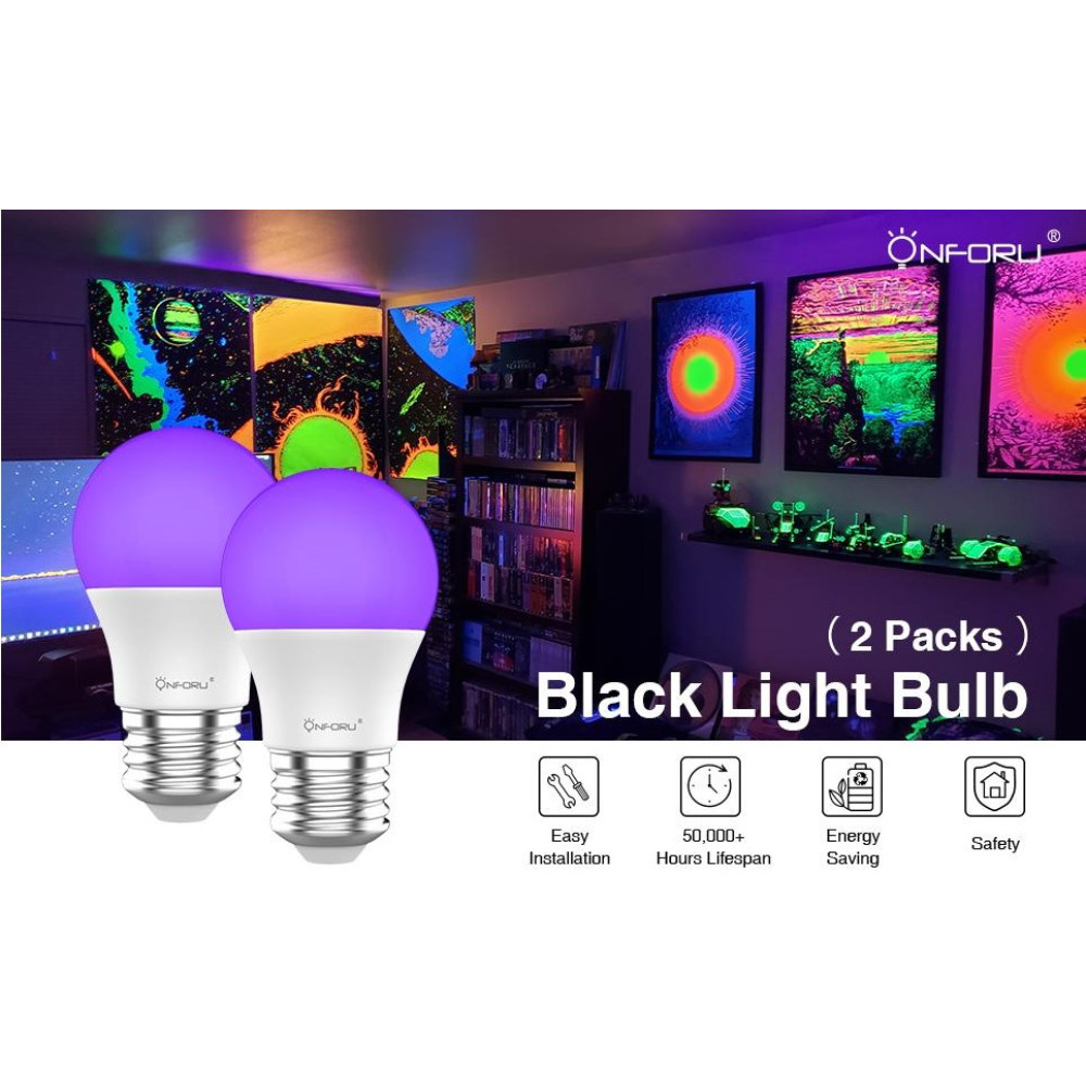 Ультрафіолетові LED лампи Onforu з цоколем E27 9W 2 шт