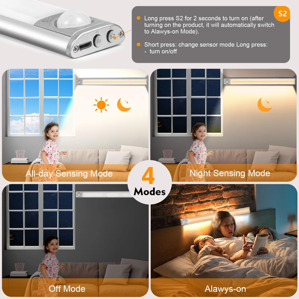 Аккумуляторные LED светильники Dfgotop 2 шт с датчиком движения 